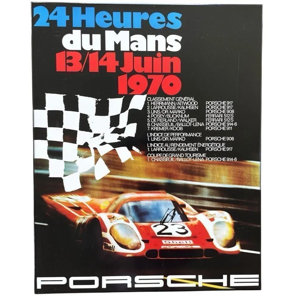 Porsche 24 Heures du Mans 1970 Metal Plaque Winner List